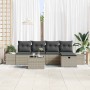 Conjunto de sofá de jardín con cojín 6 pcs Gris claro Poliratán