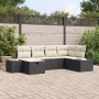 Conjunto de sofá de jardín con cojín 6 pcs Negro Poliratán