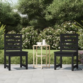 Sillas de jardín 2 uds madera maciza pino negro 50x48x91,5 cm