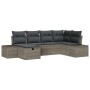 Conjunto de sofá de jardín con cojín 6 pcs Gris Poliratán