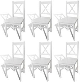Sillas de comedor 6 unidades madera de pino blanco Sillas de comedor 6 unidades madera de pino blanco