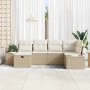 Conjunto de sofá de jardín con cojín 6 pcs Beige Poliratán