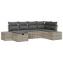 Conjunto de sofá de jardín con cojín 6 pcs Gris claro Poliratán