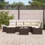 Conjunto de sofá de jardín con cojín 7 pcs Marrón Poliratán