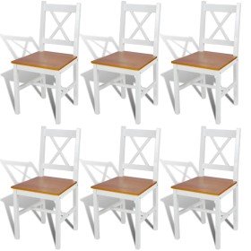 Sillas de comedor 6 unidades madera de pino blanco Sillas de comedor 6 unidades madera de pino blanco
