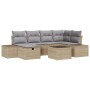 Conjunto de sofá de jardín con cojín 7 pcs Beige Poliratán