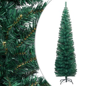 Árbol de Navidad artificial delgado y soporte PVC verde 240 cm