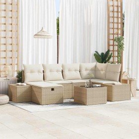 Conjunto de sofá de jardín 7 pcs Beige ratán sintético en Conjuntos de jardín | Comprar online en Foro24