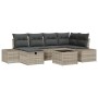 Conjunto de sofá de jardín con cojín 7 pcs Gris claro Poliratán