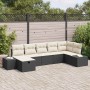 Conjunto de sofá de jardín con cojín 7 pcs Negro Poliratán
