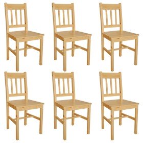 Sillas de comedor 6 unidades de madera de pino Sillas de comedor 6 unidades de madera de pino