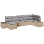 Conjunto de sofá de jardín con cojín 7 pcs Beige Poliratán