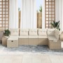 Conjunto de sofá de jardín con cojín 7 pcs Beige Poliratán