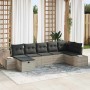 Conjunto de sofá de jardín con cojín 7 pcs Gris claro Poliratán
