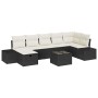 Conjunto de sofá de jardín con cojín 8 pcs Negro Poliratán