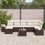 Conjunto de sofá de jardín con cojín 8 pcs Marrón Poliratán