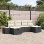 Conjunto de sofá de jardín con cojín 6 pcs Negro Poliratán