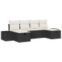 Conjunto de sofá de jardín con cojín 6 pcs Negro Poliratán