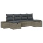 Conjunto de sofá de jardín con cojín 6 pcs Gris Poliratán