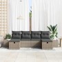 Conjunto de sofá de jardín con cojín 6 pcs Gris Poliratán