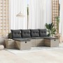 Conjunto de sofá de jardín con cojín 6 pcs Gris claro Poliratán