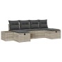 Conjunto de sofá de jardín con cojín 6 pcs Gris claro Poliratán