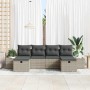 Conjunto de sofá de jardín con cojín 6 pcs Gris claro Poliratán