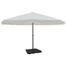 Sombrilla de jardín con base portátil aluminio blanco
