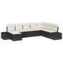 Conjunto de sofá de jardín con cojín 8 pcs Negro Poliratán