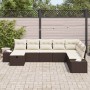 Conjunto de sofá de jardín con cojín 8 pcs Marrón Poliratán