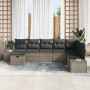 Conjunto de sofá de jardín con cojín 8 pcs Gris Poliratán