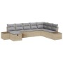 Conjunto de sofá de jardín con cojín 8 pcs Beige Poliratán