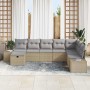 Conjunto de sofá de jardín con cojín 8 pcs Beige Poliratán