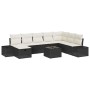 Conjunto de sofá de jardín con cojín 9 pcs Negro Poliratán