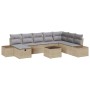 Conjunto de sofá de jardín con cojín 9 pcs Beige Poliratán