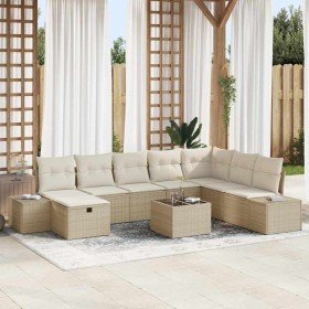 Conjunto de sofá de jardín 9 pcs Beige ratán sintético en Conjuntos de jardín | Comprar online en Foro24