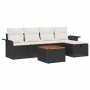 Conjunto de sofá de jardín 6 pcs Negro Poliratán