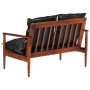 2 seater sofa solid acacia wood and black genuine leather by vidaXL, Sofas - Ref: Foro24-340924, Price: 322,09 €, Discount: %