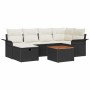 Conjunto de sofá de jardín con cojín 7 pcs Negro Poliratán