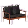 2-Sitzer-Sofa aus massivem Akazienholz und schwarzem Echtleder von vidaXL, Sofas - Ref: Foro24-340924, Preis: 322,09 €, Rabat...