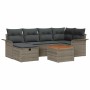 Conjunto de sofá de jardín con cojín 7 pcs Gris Poliratán