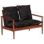 2 seater sofa solid acacia wood and black genuine leather by vidaXL, Sofas - Ref: Foro24-340924, Price: 322,09 €, Discount: %