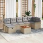 Conjunto de sofá de jardín 8 pcs Beige ratán sintético