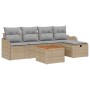 Conjunto de sofá de jardín con cojín 6 pcs Beige Poliratán