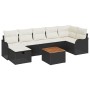 Conjunto de sofá de jardín con cojín 8 pcs Negro Poliratán