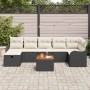 Conjunto de sofá de jardín con cojín 8 pcs Negro Poliratán