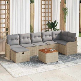 Conjunto de sofá de jardín con cojín 8 pcs Beige Poliratán en Conjuntos de jardín | Comprar online en Foro24