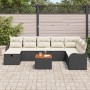 Conjunto de sofá de jardín con cojín 9 pcs Negro Poliratán