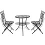 Set mesa y sillas jardín 3 pzas baldosa cerámica blanco y negro