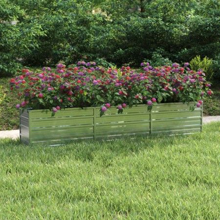 Arriate de acero galvanizado plateado 240x40x45 cm de vidaXL, Maceteros y jardineras - Ref: Foro24-316889, Precio: 45,96 €, D...